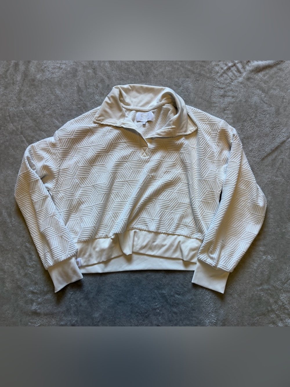 Simply Southern White Textured Quarter-Zip Cowl Sweater